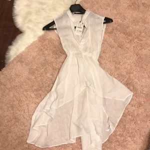 NWT Zara White Linen Hi-Lo Top